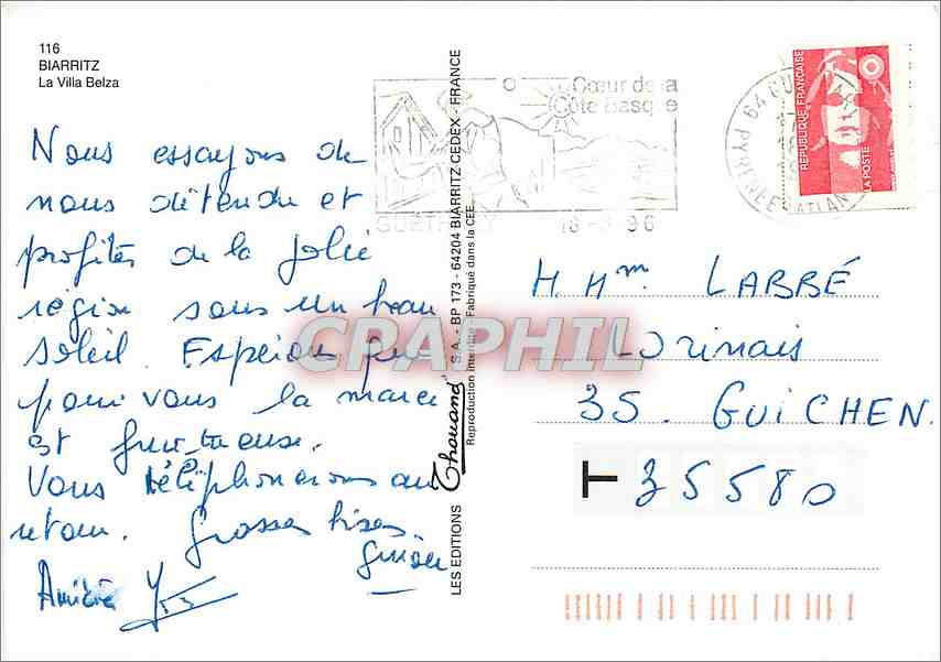 CPM Biarritz La Villa Betza  — Rückseite