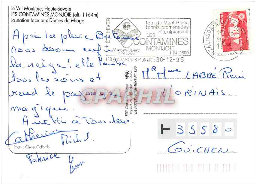 Les Contamines-Montjoie — vue hivernale — EDY Chasse et Pêche Création, n°120 — Verso