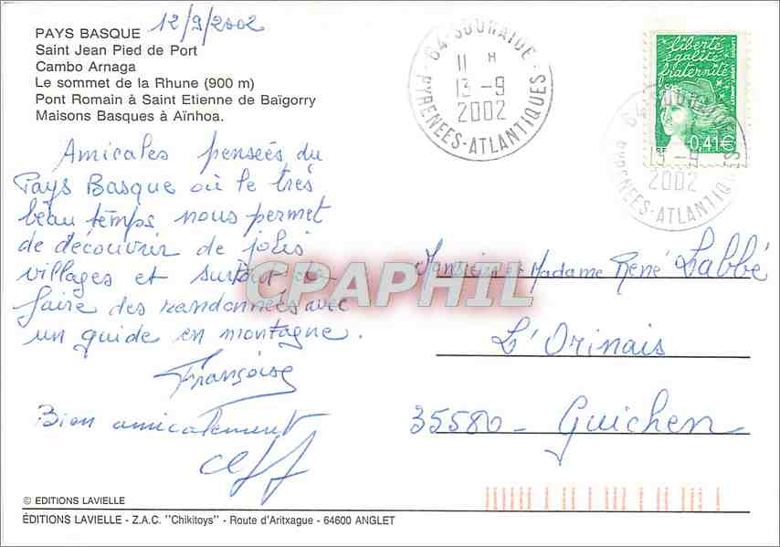 CPM Pays Basque Saint Jean Pied de Port Cambo Arnaga  — Back