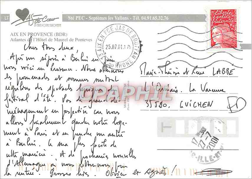 Aix-en-Provence — Hôtel de Maurel de Ponteves — CPAPHIL — Rückseite
