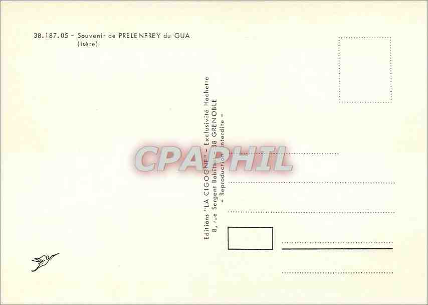CPM Souvenir de Prelenfrey du Gua Isere  — Verso