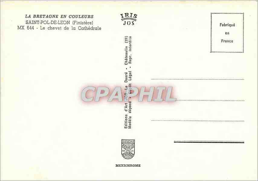 CPM Saint Pol de Leon Finistere Le Chevet de la Cathedrale  — Rückseite