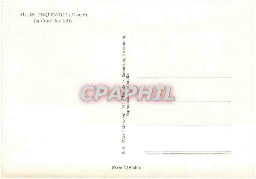 CPM Riquewhir Alsace La Cour des Juifs  — Verso