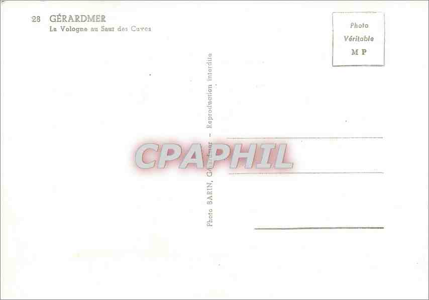 CPM Gerardmer La Vologne au Saut des Caves  — Rückseite