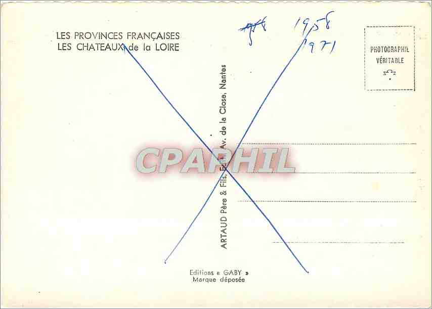 CPM Les Chateaux de la Loire  — Rückseite