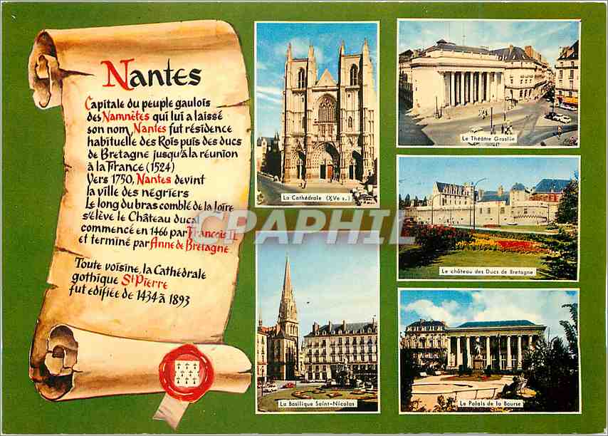 CPM Nantes Loire Atlantique La cathedrale Le theatre Graslin Le château des Ducs de Bretagne La basi