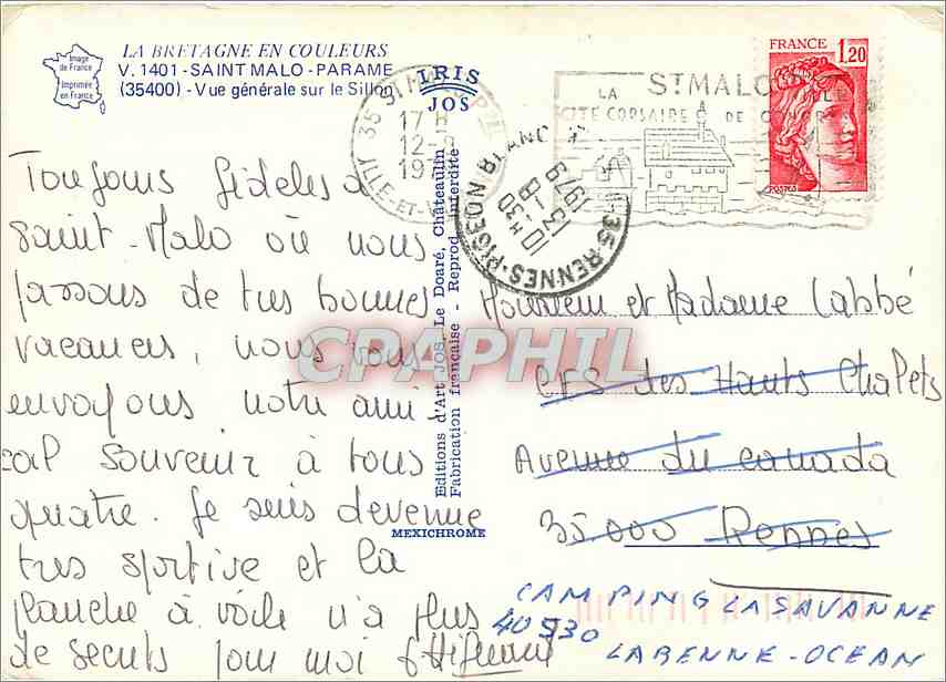 Saint-Malo — Vue générale sur le Sillon — Éditions d'Art de France — Verso