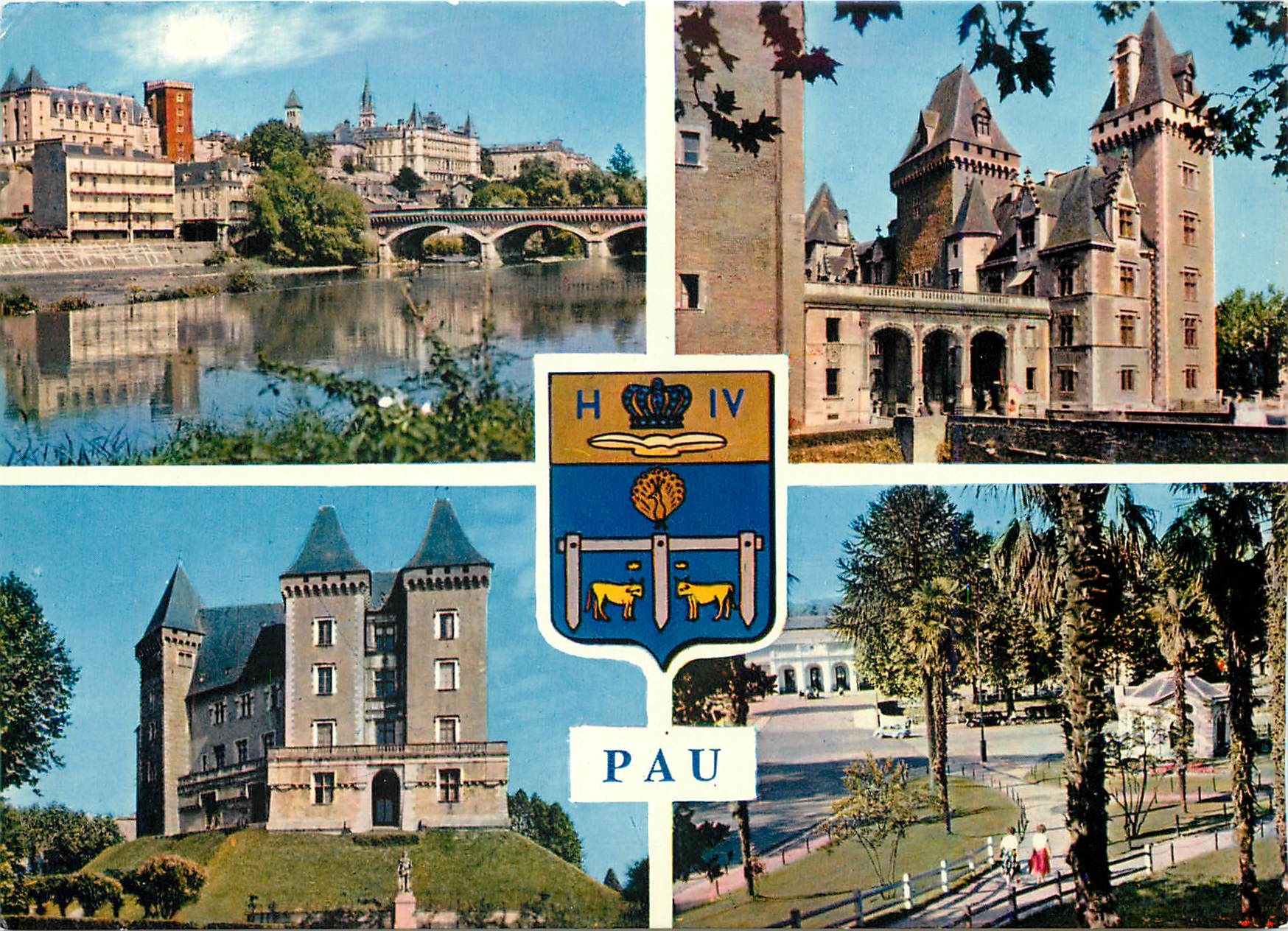 CPM Souvenir de Pau Le Chateau et le Gave 