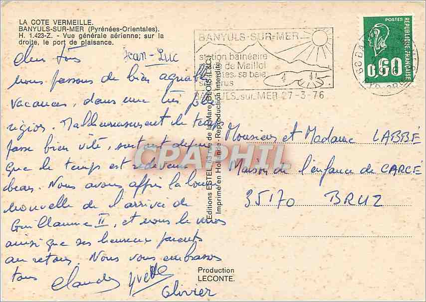CPM Banyuls sur Mer Pyrenees Orientales Vue generale aerienne  — Rückseite