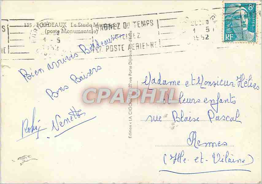 CPM Bordeaux Le stade — Verso