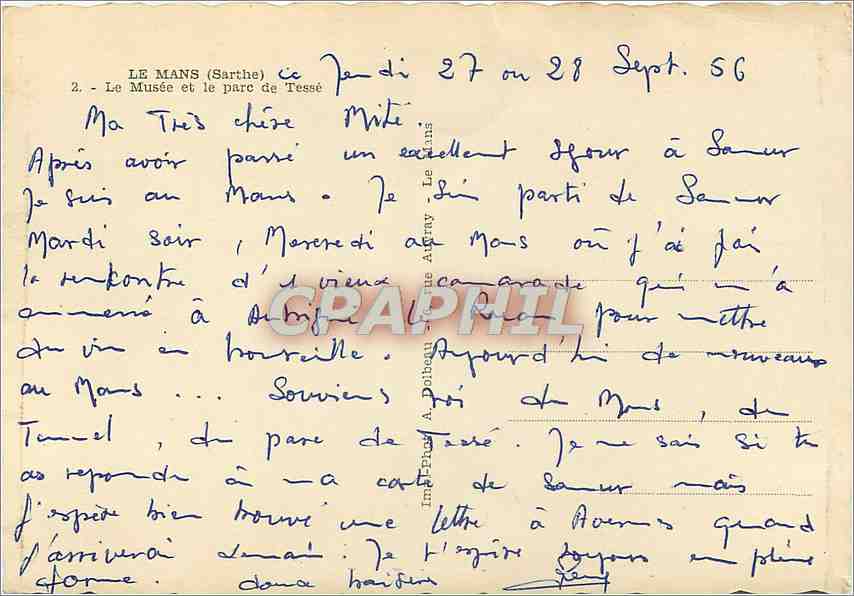 Le Musée et le parc de Tessé — Le Mans (Sarthe) — Adol — Verso