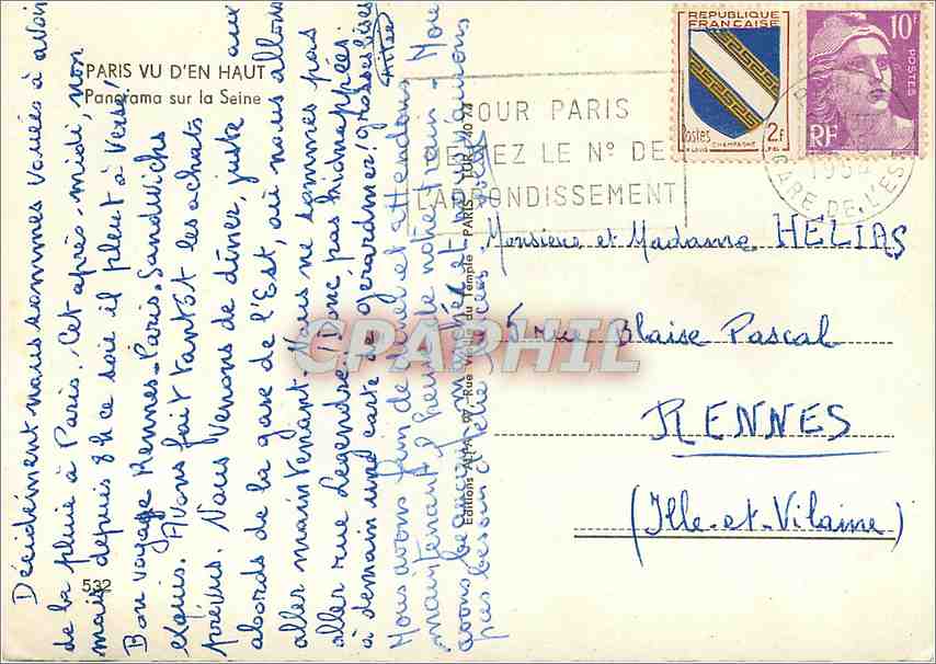 Paris vu d'en haut — Panorama sur la Seine — Éditions de la République Française — Verso