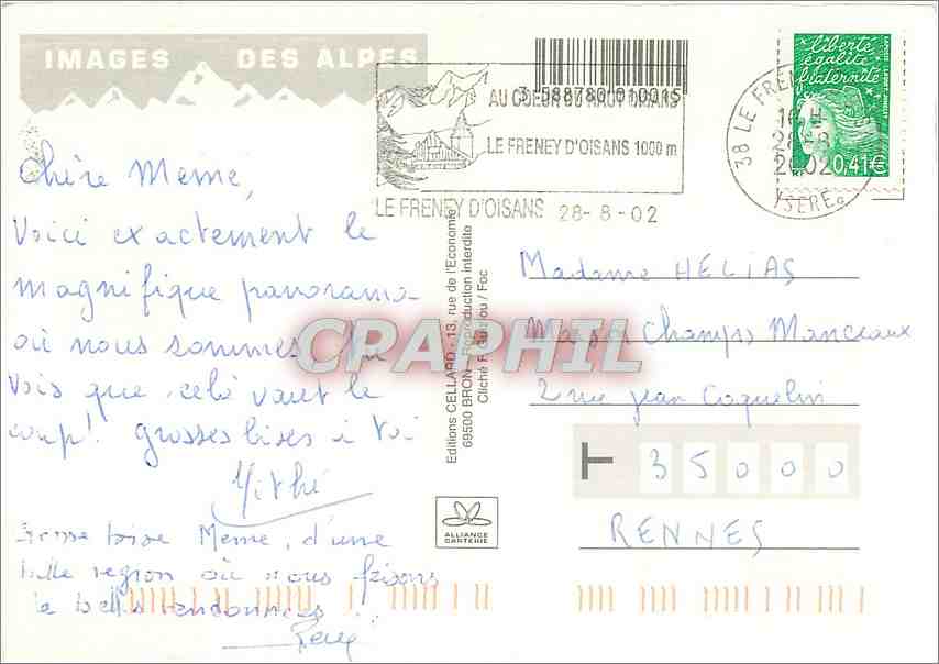 CPM Les Alpes Moutons — Rückseite