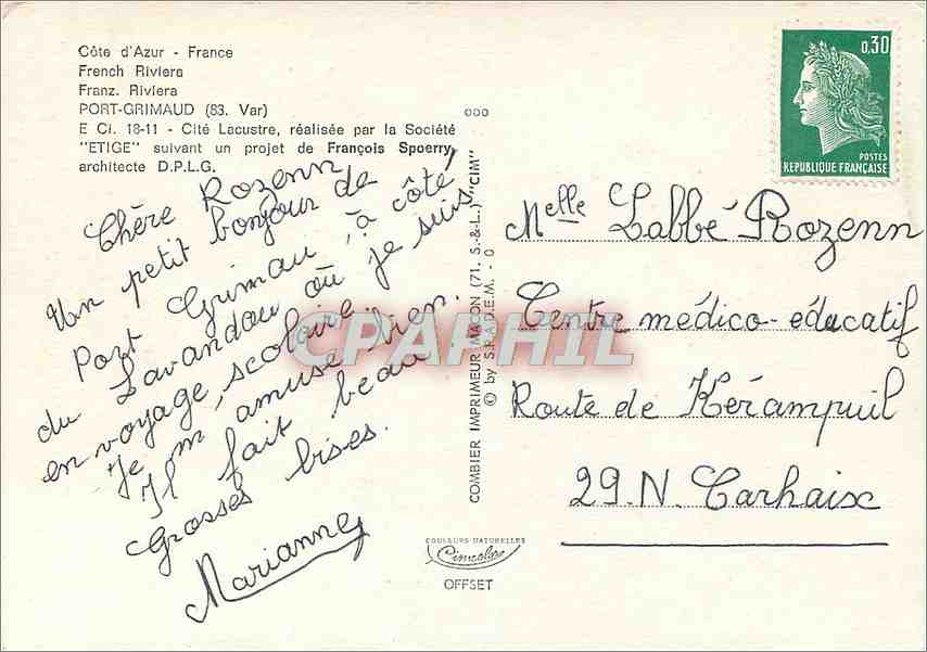 Côte d'Azur - Port-Grimaud — Cité Lacustre, projet de François Spoerry — Imprimeur Combier — Reverso