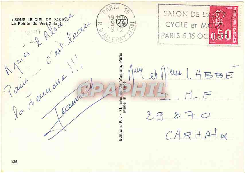 La Pointe du Vert-Galant — Paris — Éditions P.I. — Rückseite