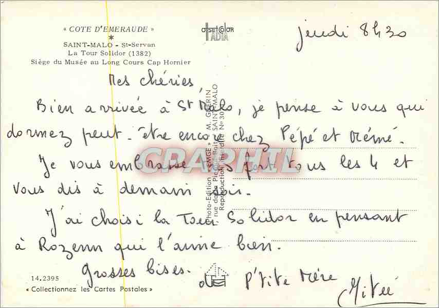 Tour Solidor — Saint-Malo — Éditeur Emgé, n° 14.2395 — Verso