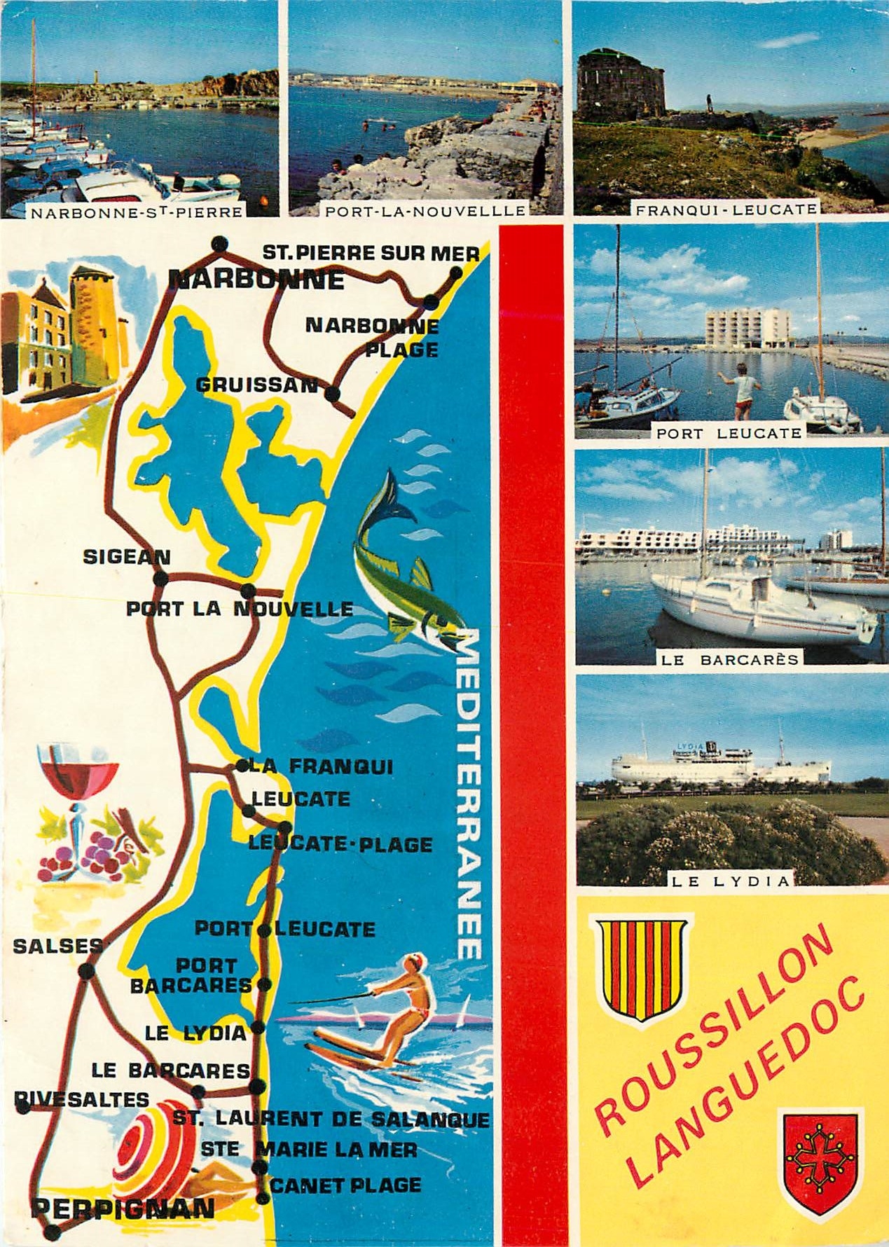 CPM Souvenir du Languedoc Roussillon Narbonne St Pierre Port La Nouvelle Le Barcares