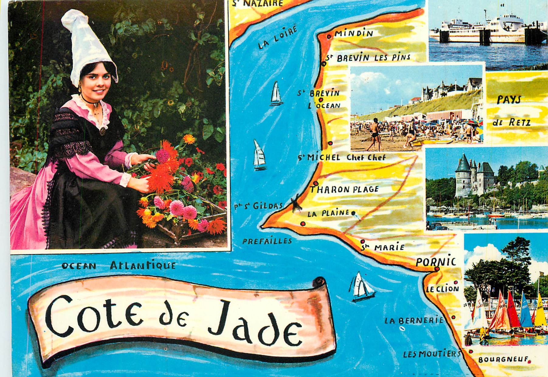 CPM Cote de Jade En passant par Bourgneuf Les Moutiers La Bernerie Le Clion Pornic