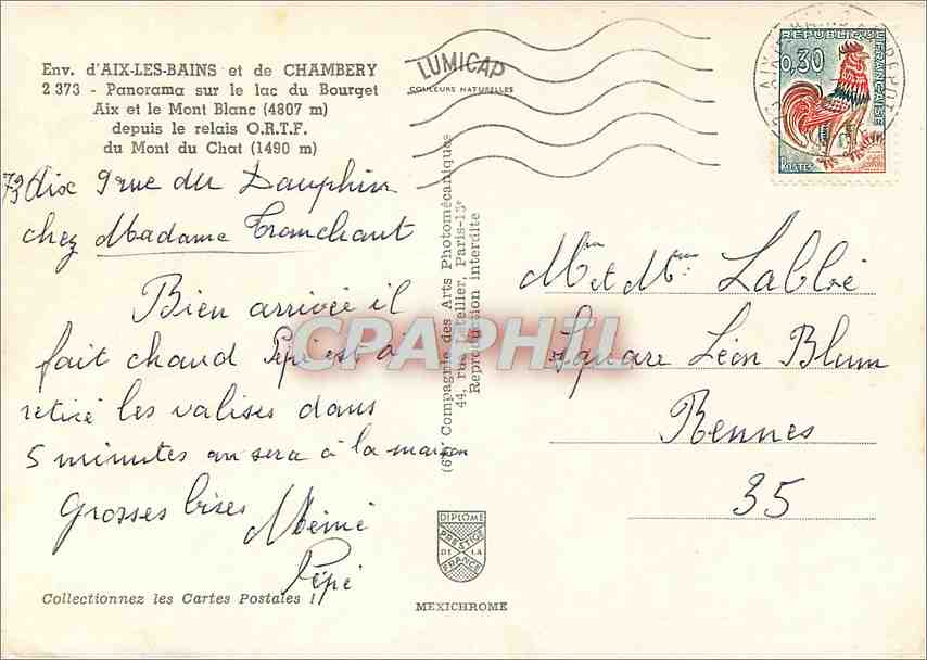 CPM Le Mont Blanc   — Rückseite