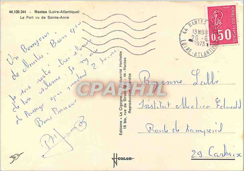 CPM Nantes Loire Atlantique Le Port vu de Sainte Anne  — Rückseite