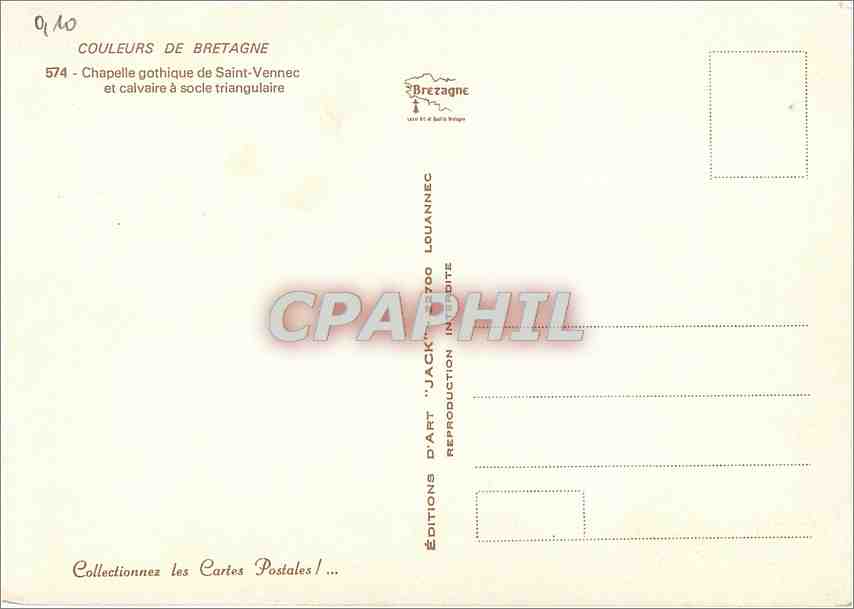 CPM Chapelle gothique de Saint Vennec et Calvaire a socle Triangulaire  — Back
