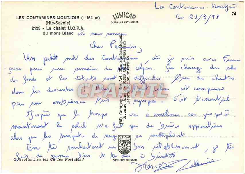 Les Contamines-Montjoie — Le chalet U.C.P.A. — Lumicap — Rückseite