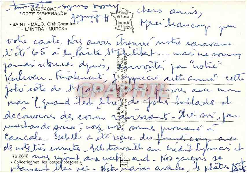 CPM Bretagne Cote d'Emeraude Saint Malo Cite Corsaire L'Intra Muros  — Rückseite