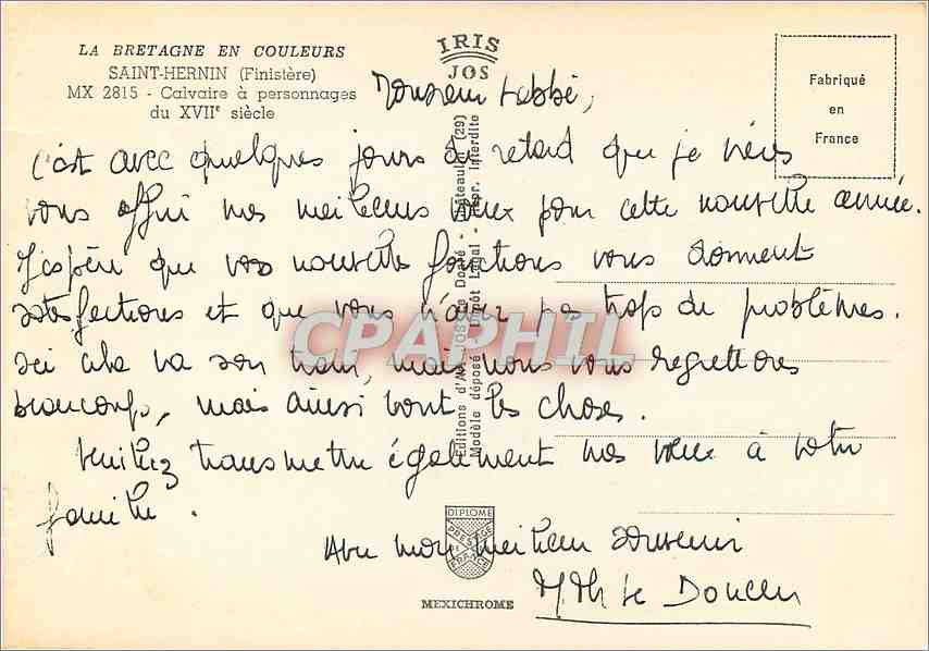 CPM Saint Hernin Finistere Calvaire a Personnages  — Rückseite