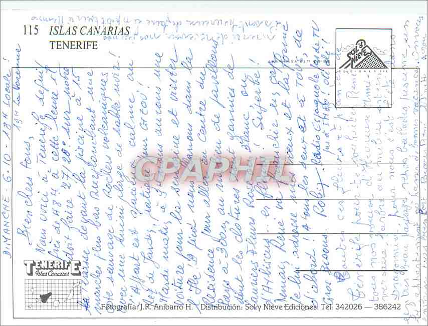 CPM Islas Canarias Tenefire  — Rückseite
