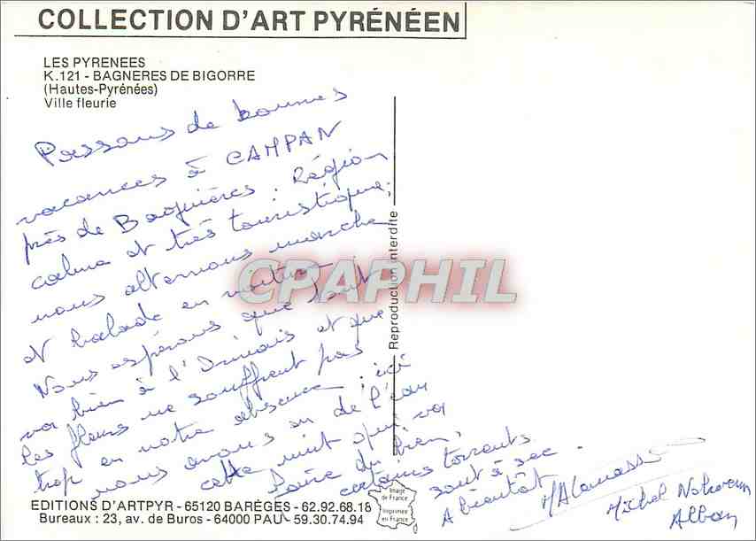 CPM Bagneres de Bigorre  — Verso