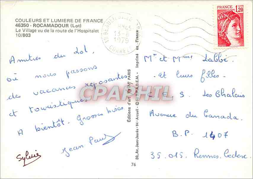 CPM Rocamadour Lot Le Village vu de la route de l'Hospitalet  — Rückseite