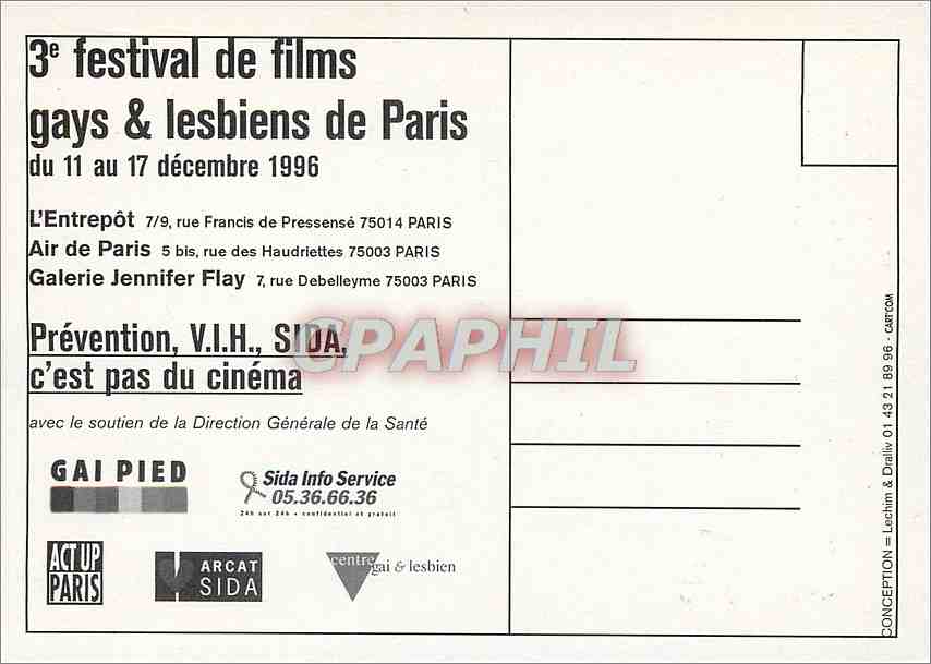 CPM Films gays et lesbiens Paris L'Entrepot — Back