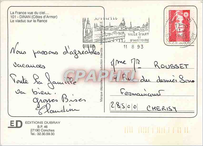 CPM Dinan Cotes d'Armor Le Viaduc sur la Rance  — Rückseite