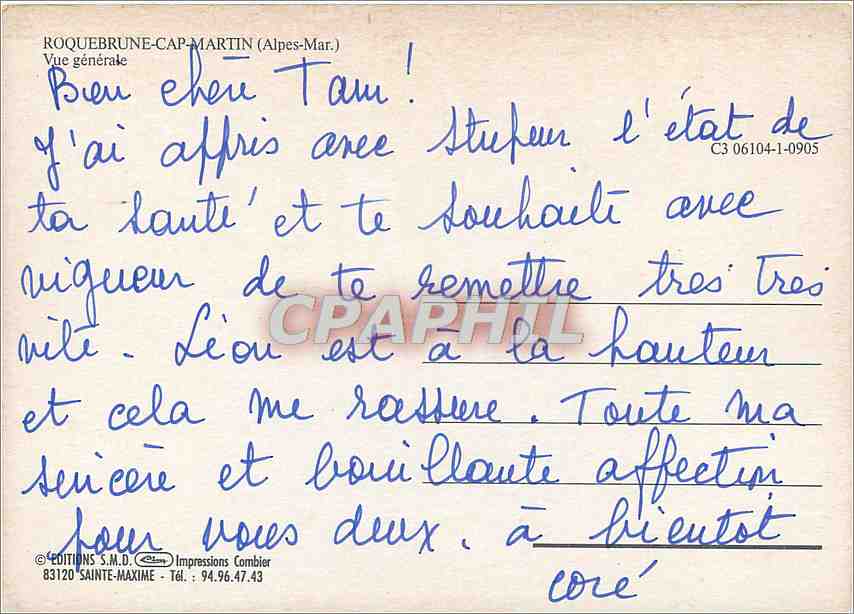 CPM Roquebrune Cap Martin Alpes Mar Vue generale  — Rückseite