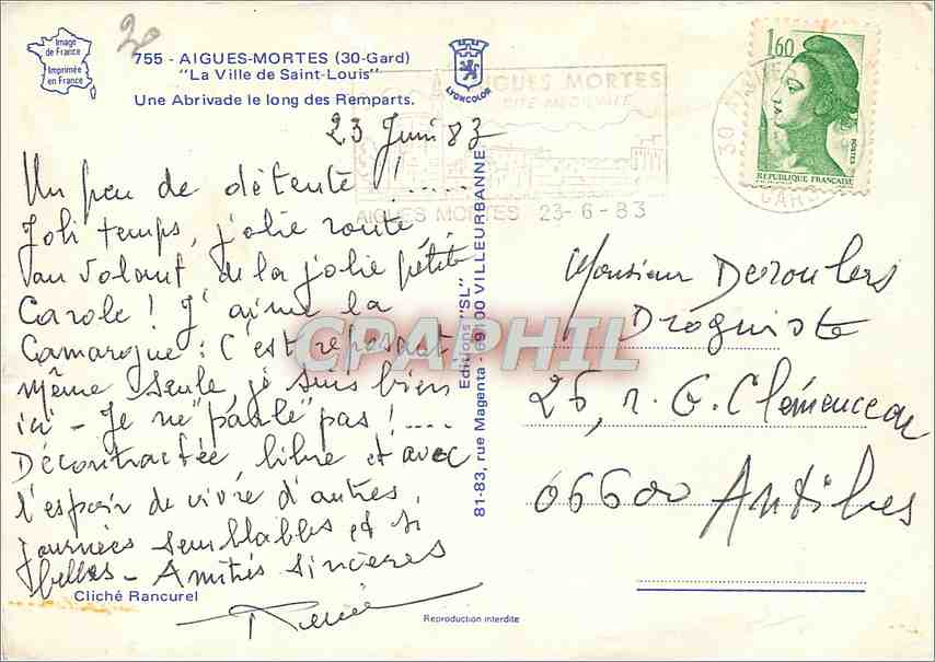 Marché à Aigues-Mortes — 'La Ville de Saint-Louis' — Édition Magenta — Verso