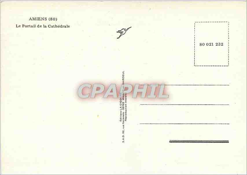 CPM Amiens Le Portail de la Cathedrale  — Rückseite