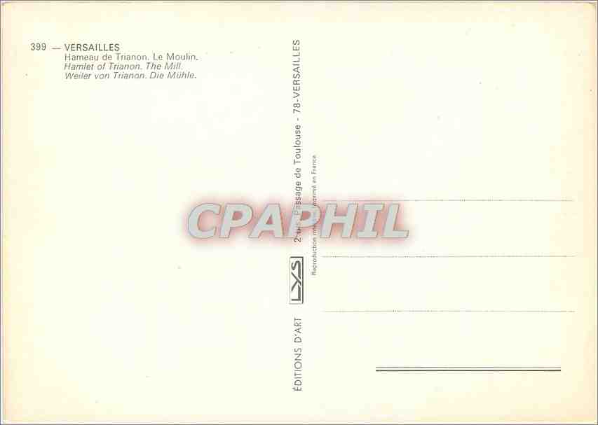 CPM Versailles Hameau de Trianon Le Moulin  — Verso