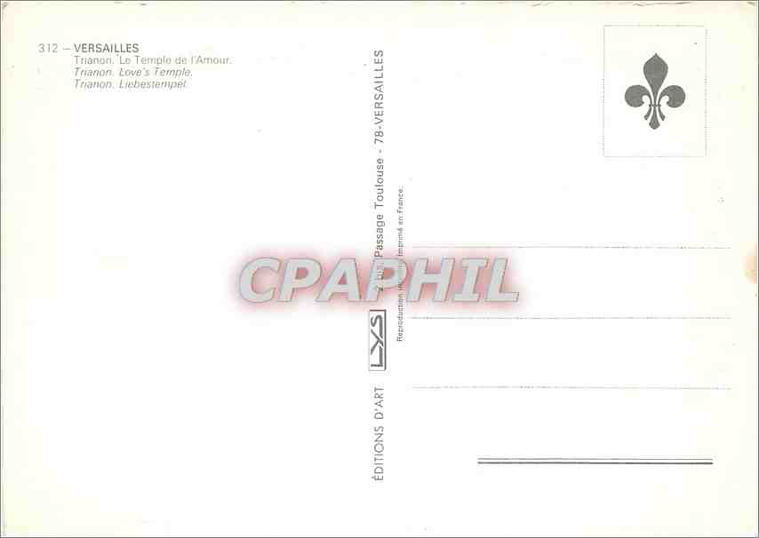 CPM Versailles Trianon Le Temple de l'Armor  — Verso