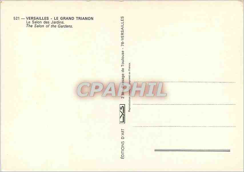 CPM Versailles Le Grand Trianon Le Salon des Jardins  — Verso