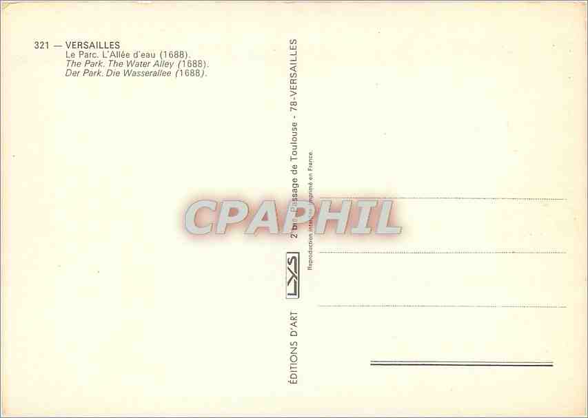 CPM Versailles Le Parc l'Allee d'Eau  — Rückseite