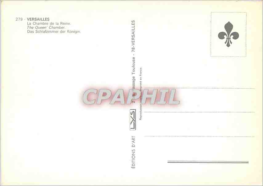 CPM Versailles La Chambre de la Reine  — Verso