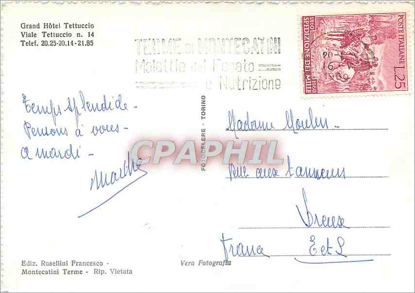 CPM Montecatini Terme Grand Hotel Tettuccio  — Rückseite