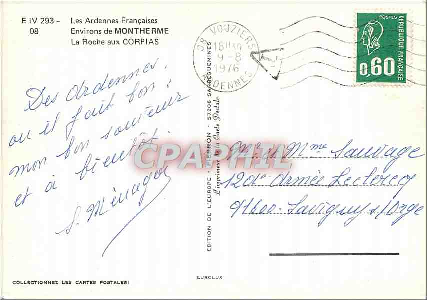 Les Ardennes Françaises — Environs de Monttherme, La Roche aux Corpias — Édition de l'Europe, Vouziers — Reverso