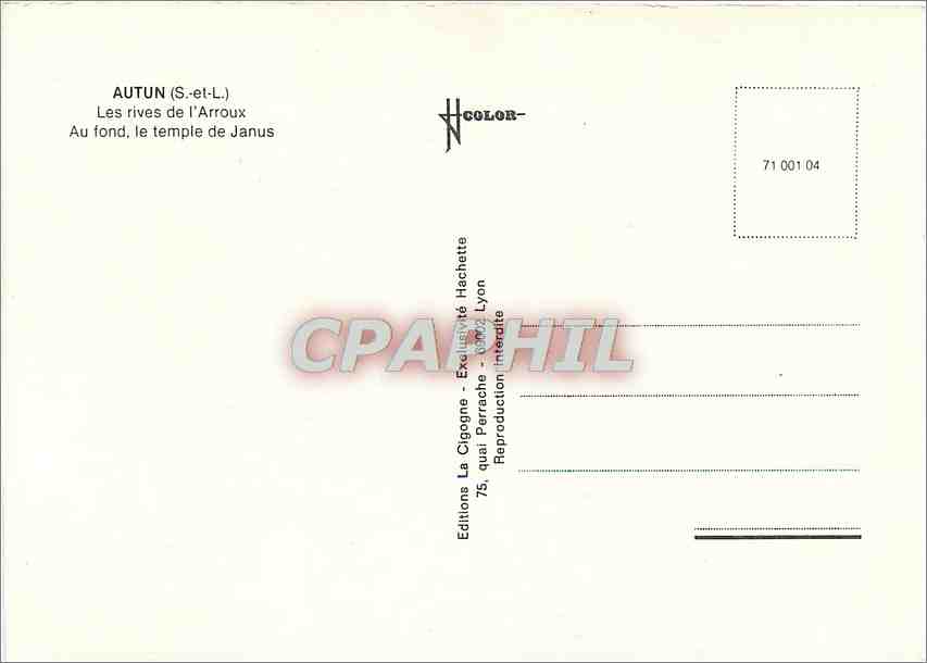 Autun (S.-et-L.) — Les rives de l'Arroux — Le temple de Janus — Éditions La Cigogne — Rückseite