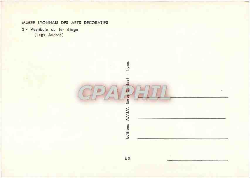 CPM Musee Lyonnais des Arts Decoratifs Vestibule du 1er etage Legs Audras — Verso