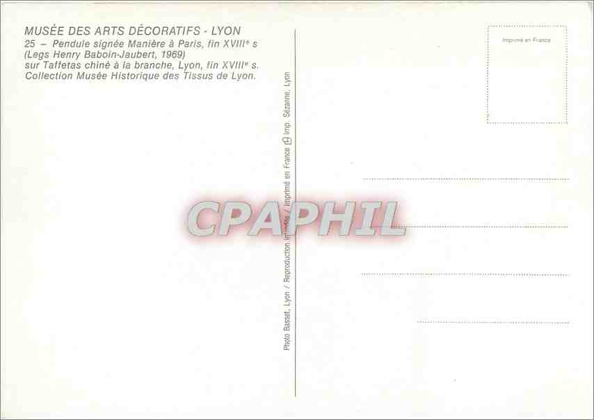 CPM Musee des Arts decoratifs Lyon Pendule signee Maniere a Paris — Rückseite