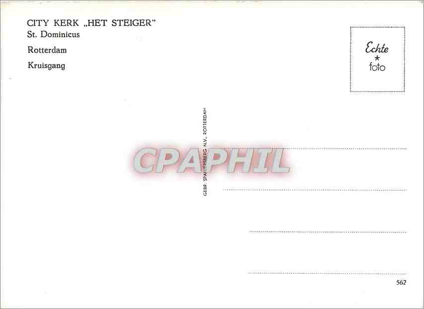 CPM St Dominicus Rotterdam Kruisgang  — Rückseite
