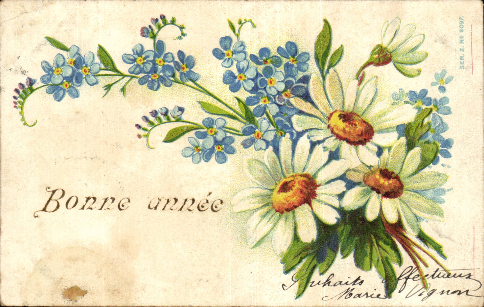 CPA Fantaisie Bonne annee Fleurs