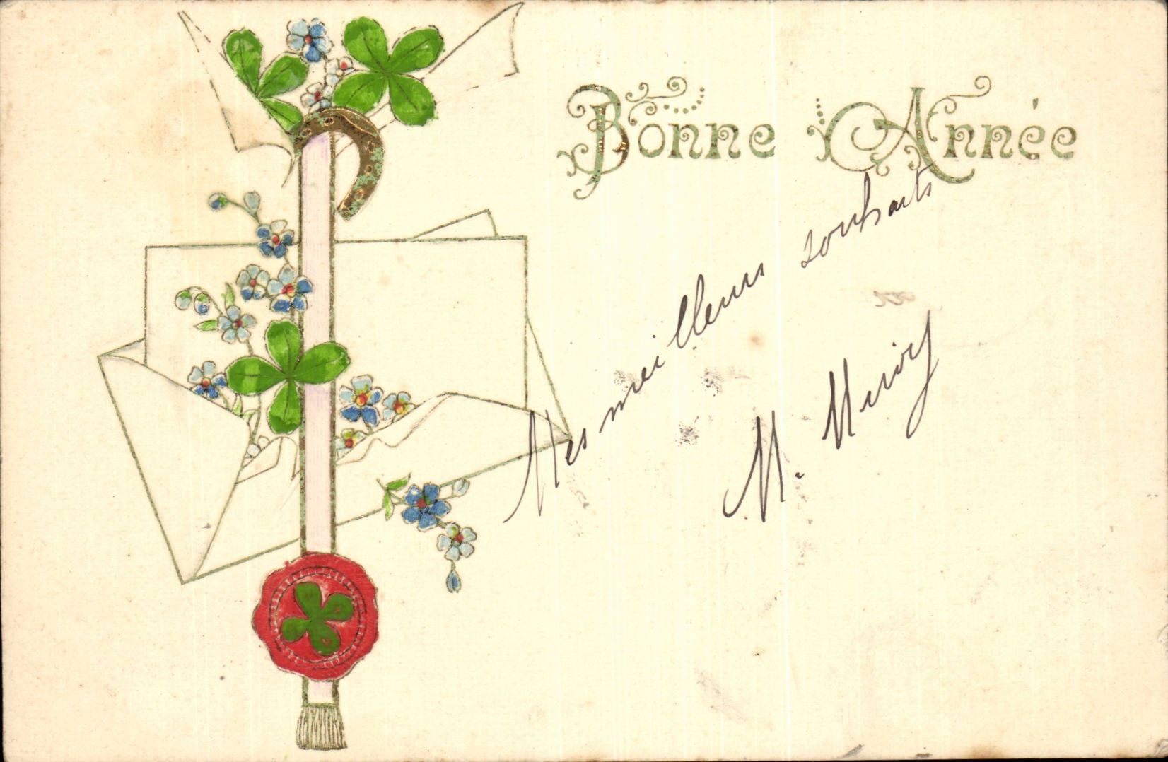 CPA Fantaisie Bonne annee (en relief)