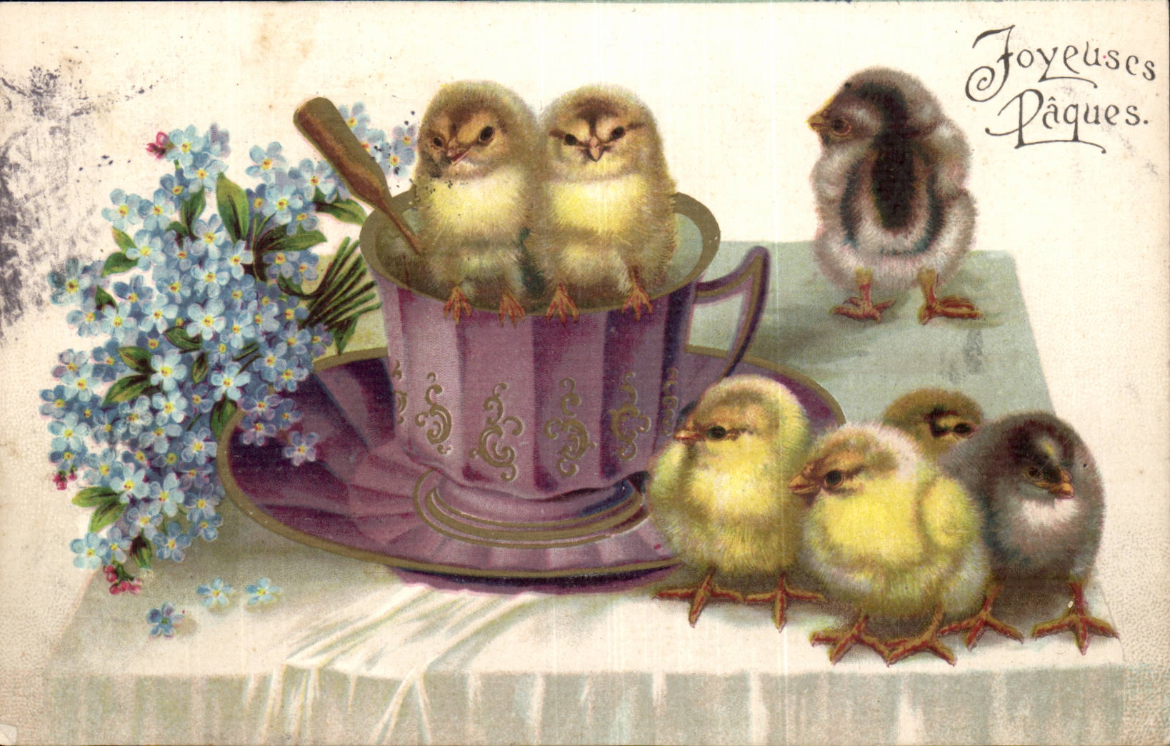 CPA Fantaisie Joyeuses Paques (poussins)